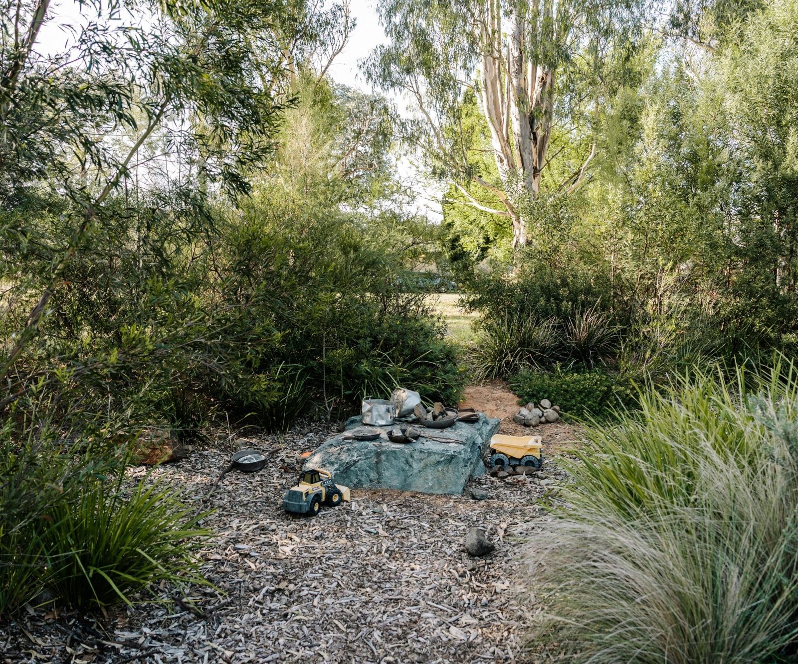 A grown microforest, now a place for children to play