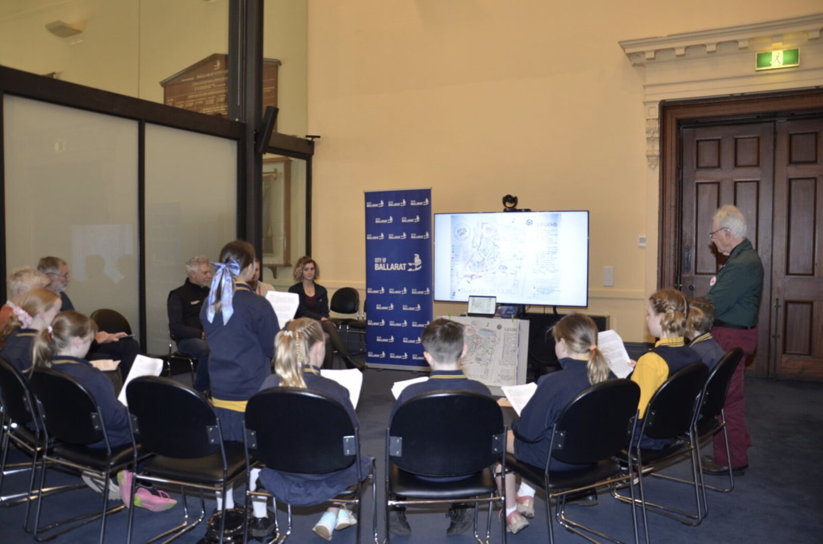 Black Hill Primary School students presenting their Microforest Master Plan to City of Ballarat staff