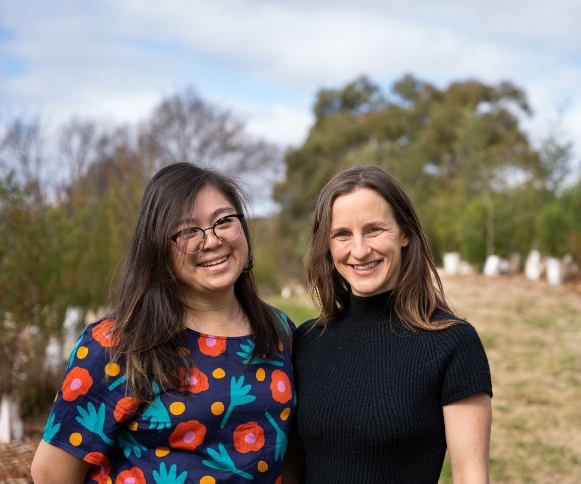 Liz Adcock and Purdie Bowden at the Watson Microforest
